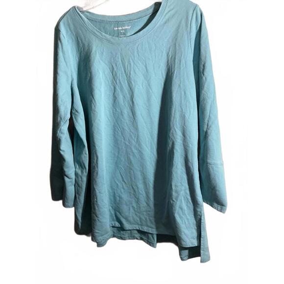 Woman Within Tops - Light Blue Long Sleeve Top with Button Detail Woman Within 18/20 L
